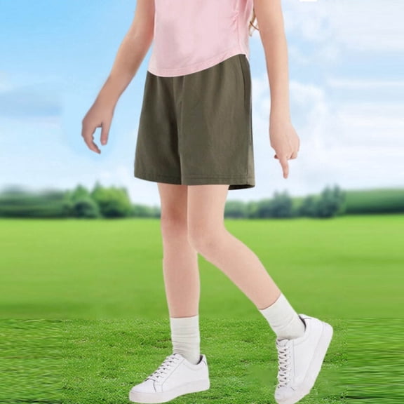 Juslio Girls Elastic Waist Breathable Shorts Solid Casual Shorts Sizes 5