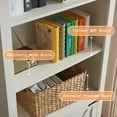 thumbnail image 3 of 5-Shelf Farmhouse Bookshelf with Doors, 70" Rustic Display Cabinet & Large Storage for Home Office, Living Room, Bedroom, Off-White, 3 of 7