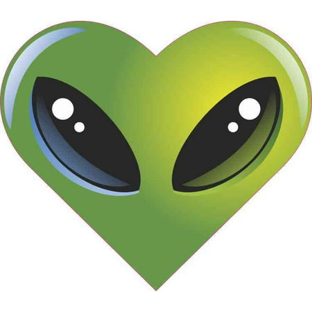 - 5in x 4.5in Alien Bumper Sticker Heart Car Vinyl Truck Window Decal Sign