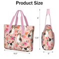 thumbnail image 3 of Tote Bag for Women - Pink Beagle and Flower Shoulder Bag - Large Utility Work Duffle Bag with Zipper Handbag for Travel, Work, Sprots, 3 of 5