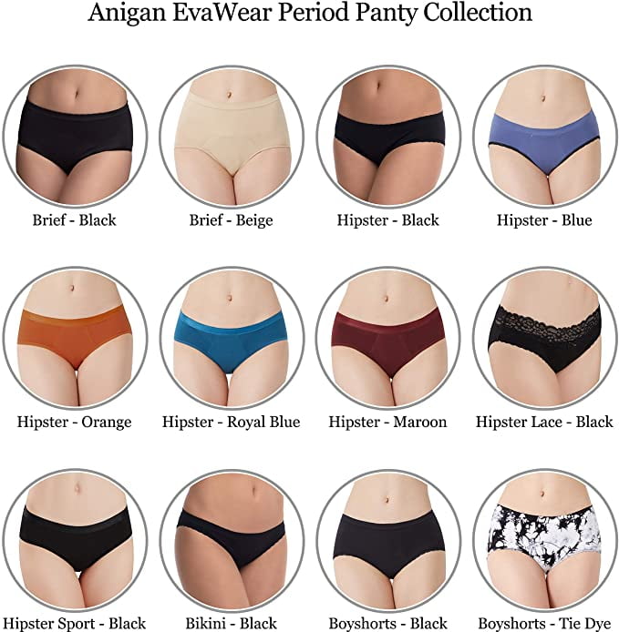 3Black XXL Kopole 3Pack Period Underwear Women Teen Girls Organic Cotton Period Panties Lace Menstrual Bikini Incontinence Maternity Panty