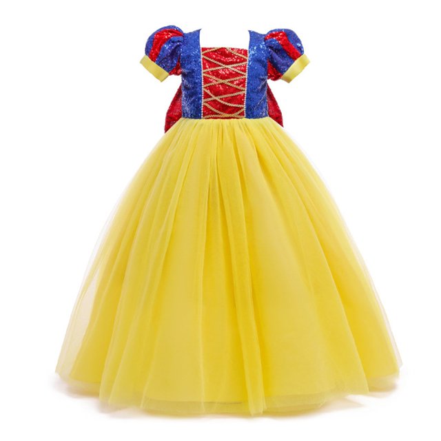 Disfraz de Blancanieves para niña, Cosplay para niñas, vestido de princesa de Disney, vestido de cumpleaños para niños, ropa de lentejuelas para fiesta de Halloween, trajes 6T (Etiqueta 130) Gao Jinjia LED