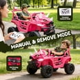 thumbnail image 6 of Xuanlur 12V Dinosaur Ride on Toys, Electric Car for Toddlers 2-4 w/Parent Control, Ride on Car w/Lights, 4-Wheel Suspension, Music, Bluetooth, 2.49-3.11MPH, Simulated Animal Vehicle for Kids (Pink), 6 of 7