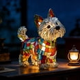 thumbnail image 4 of Yorkie Dog Table Lamp, Dog Series Art Nightlight Christmas Birthday Gifts, Home Nightstand Stained Glass Bedside Rainbow Pup Lamp, with Warm Ambient Glow, Yorkshire Terrier Tabletop Memorial Decor, 4 of 8