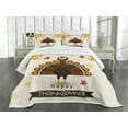 thumbnail image 3 of Ambesonne Turkey Quilted Bedspread Set 2 Pcs, Fall Season Animal Leaf, Twin Size, Brown Orange Yellow, 3 of 5
