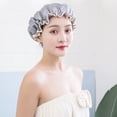 thumbnail image 1 of Djiypn Bonnet de Douche Élastique, Double Couche Imperméable Réutilisable, Bonnet de Douche Épaissi pour Femmes (Lot de 1, Gris), 1 of 6