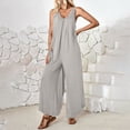 thumbnail image 4 of BangWanChi Womens Jumpsuits Overalls Wide Leg Casual Womens Fashion Summer Solid Pocket Casual Sleeveless Suspender Jumpsuit, 4 of 5