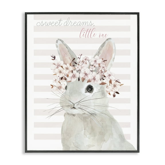 Stupell Industries Sweet Dreams Bunny Animals Painting Black Framed Art Print Wall Art, 11 x 14