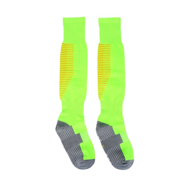 Calcetines deportivos de alto rendimiento hasta la rodilla para fútbol Calcetines de fútbol para hombre con rayas en verde fluorescente y naranja