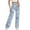 Sky Blue, variant on Y2K Straight Leg Jeans for Women Casual High Waisted Denim Pants Vintage Graphic Printed Jean Trousers with Pockets Orange L