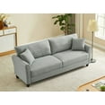 thumbnail image 5 of 85" Accent Sofa, Modern Linen Couch with 2 Pillow and Solid Wood Frame, Plastic Feet, Three-person Indoor Sofa, Mid Century Modern Sofa Couch for Living Room, Grey, 5 of 9