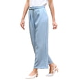 thumbnail image 4 of INSPIRE CHIC Women's Work Pant Wide Leg Belted Business Casual Straight Long Trousers S Blue, 4 of 5
