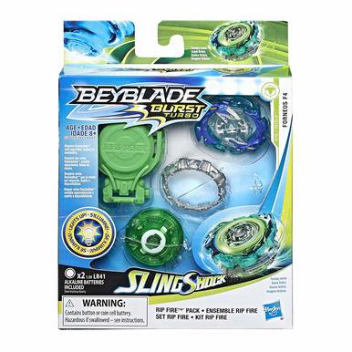 Beyblade Burst Slingshock Rip Fire Starter Pack Forneus F4: Light-Up Top with Right/Left-Spin