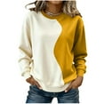 thumbnail image 5 of HomeDM Women's Sweatshirts Long Sleeve, Crew Neck Casual Shirts Color Block Pullover Tops - Orange/L, 5 of 6