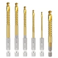thumbnail image 1 of 6 Brocas Helicoidales HSS Recubiertas de Titanio, Broca Corte Dentada con Vástago Hexagonal 3-8 Mm, en Espiral, 1 of 5