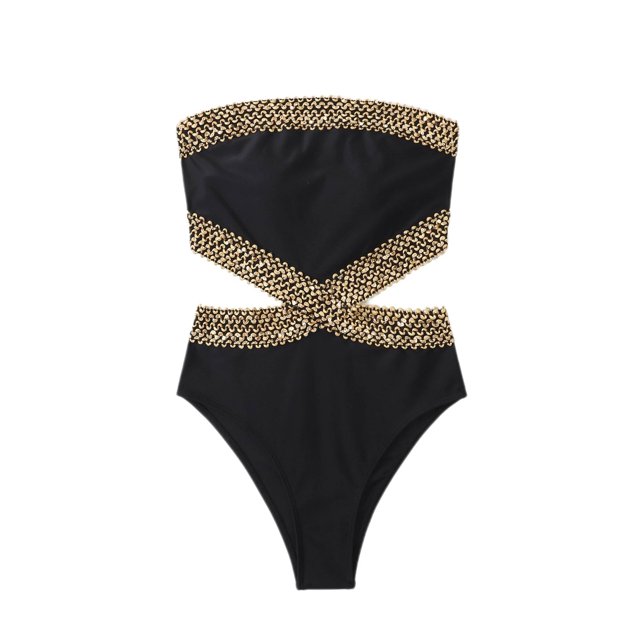Bañador Milumia de una sola pieza con detalle de puntadas estilo bandeau negro