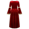 thumbnail image 3 of DPOIS Kids Girls Medieval Princess Dress Ball Gown Victorian Renaissance Vintage Dress Red 12, 3 of 6