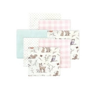 Little Treasure Hudson Baby Girls Cotton Poly Flannel Receiving Blankets 7-Pack, Pink Enchanted Forest, 30x30 inches