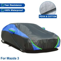 For Mazda 3 Car Cover Waterproof Full Sedan Car Cover Upgraded PEVA&Cotton Outdoor Snow UV Rain Dust All Weather Protection Black Blue