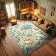 thumbnail image 3 of Ambesonne Floral Scene Decorative Rug Carpet, Minty Farmhouse Blooms, 5' 1" X 7' 5", Seafoam Beige Grey Yellow, 3 of 5