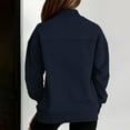 thumbnail image 5 of Fartey Solid Color Sweatshirt for Women Fall Trendy Casual Long Sleeve Slim Tops with Pockets Soft Comfy Crew Neck Pullovrts Loose Fit Sweatshirts Navy 2XL, 5 of 7
