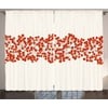 Rowan Curtains 2 Panels Set, Border with Wild Red Mountain Ashes on Twigs Hand Painted Natural Artwork Print, Window Drapes for Living Room Bedroom, 108W X 90L Inches, Red and White, by Ambesonne