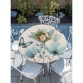 thumbnail image 6 of Turquoise Floral Round Fitted Tablecloth with Elastic Edge, Waterproof Table Cloth Table Cover for 36"-44" Tables, Spring Pastoral Flowers Butterfly Beige Tablecloths for Dining Picnic Indoor Outdoor, 6 of 9