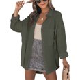 thumbnail image 2 of Blusa extragrande casual para mujer,Blusa extragrande de manga larga Blusa extragrande con bolsillo frontal Blusa extragrande con hombros caídos Claridad notable, 2 of 7