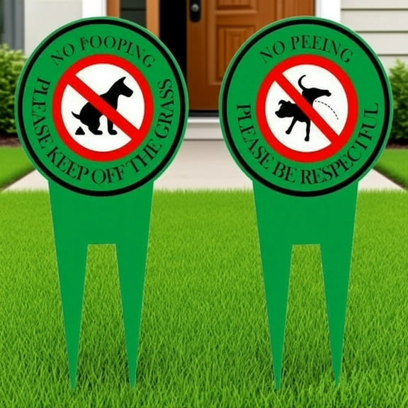 2 Pack No Poop Dog Sign With Stake 12" x 6", Double Sided No Pooping Dog Sign Politely Reads:Please Be Respectful Thank You - Stop Dogs from Pooping or Peeing On Your Lawn Yard Sign
