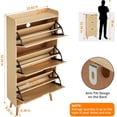 thumbnail image 2 of Shoe Cabinet Hidden Shoe Storage with 3 Flip Rattan Flip Drawer and Anti Tip Design, Shoe Cabinet for Entryway, Foyer, Hallway, 18 20 Pairs Storage Organizer, MDF Frame, 2 of 6