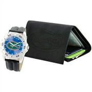 NCAA Men's University of Florida Gators Watch and Tri-Fold Wallet Set, Black