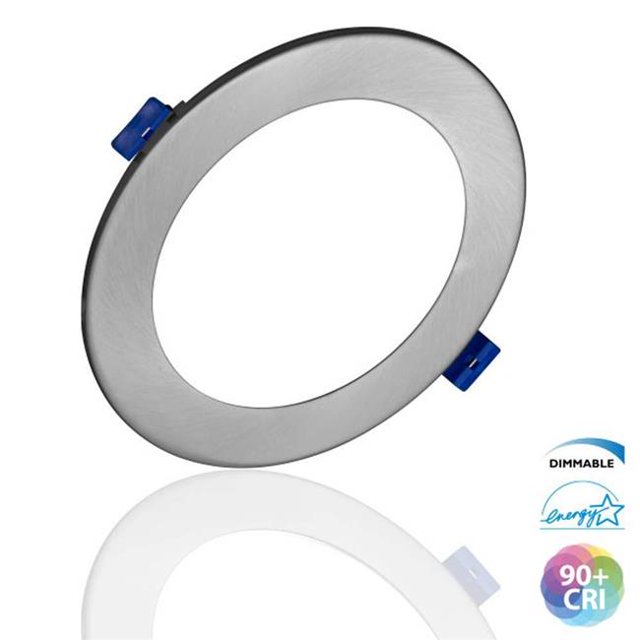 Nicor Lighting DLE621202KRDNK 6 in. DLE6 Series Round Nickel Flat Panel LED Downlight - 2700K