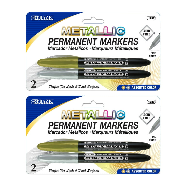 2 Packs BIC Mark It Metallic Fine Point Permanent Markers - 1