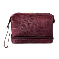 Deluxe Cosmetic Bag with Wristlet and Extra Storage, Wine Red Croc