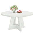 thumbnail image 5 of Fnova 47" Coffee Table, Round Dining Table for 4 People, Modern Farmhouse Wooden Kitchen Table, Living Room, White (Chairs Not Included), 5 of 16