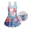 thumbnail image 6 of Uourmeti Cartoon Axolotl Underwater Swim Dress for Girls - Sleeveless Skirted One Piece Bathing Suit, Quick Dry & Stretchy for Beach Pool Vacation, 6 of 8