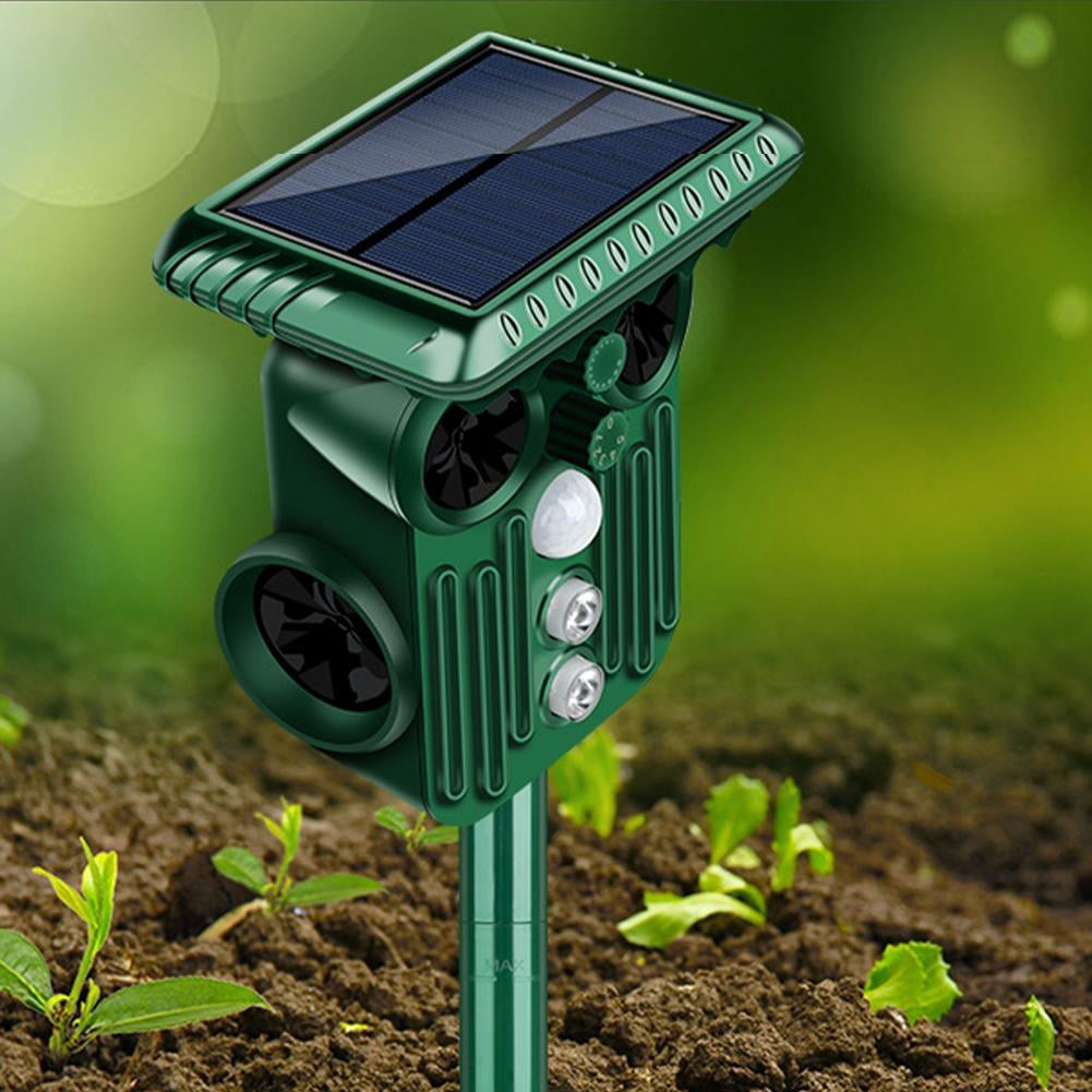 Ultrasonic Animal Repeller Outdoor, Repellent & Deterrent with PIR Sensor & Flashing Light,Solar Powered Deer Repellent Device for Squirrels,Raccoons,Skunks,Rabbits