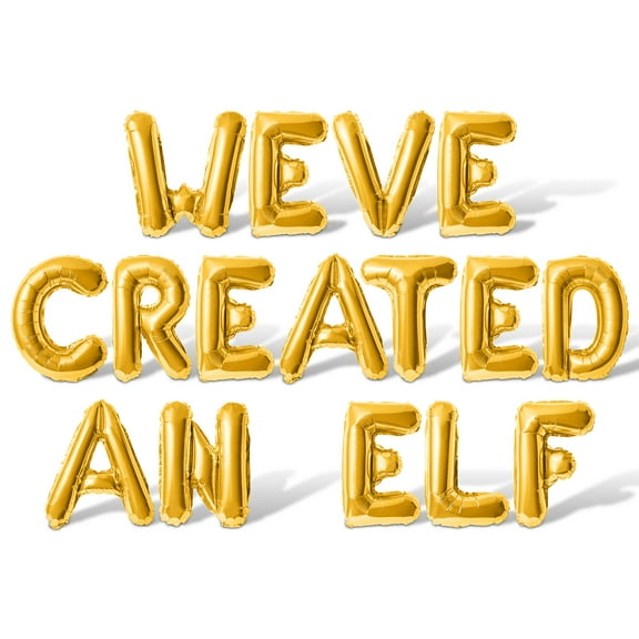 Letter Balloons - WEVE CREATED AN ELF 16" Inch Alphabet Letters Foil Mylar Balloon Baby Shower Party Banner (Gold)
