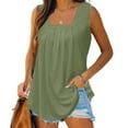 thumbnail image 2 of Stamzod Women's Sleeveless Tank Tops Loose Fitted Flare Tunic Blouse Tops Pleated U Neck Summer Tank Shirts with Curved Hem, 2 of 6