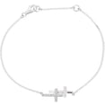thumbnail image 3 of Sterling Silver Cubic Zirconia Double Sideways Cross 18" Necklace in Sterling Silver, 3 of 5