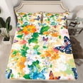 thumbnail image 2 of Homewish Garden Floral Flower Twin Sheet Sets, Kawaii Butterfly Twin Fitted Sheet, Oil Printing Artwork Flat Sheet, Luxury Bedroom Decor, 3 Pieces, 2 of 7