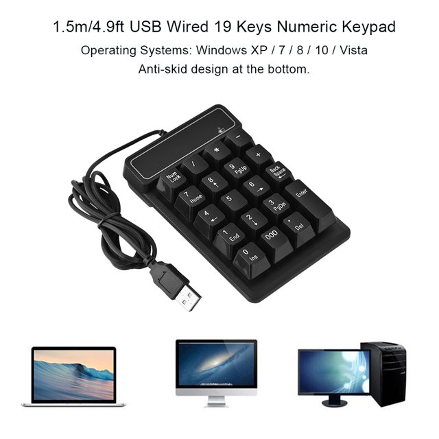 Keenso 19 Keys Wired Numeric Keypad, Number Pad, For Laptop Desktop PC