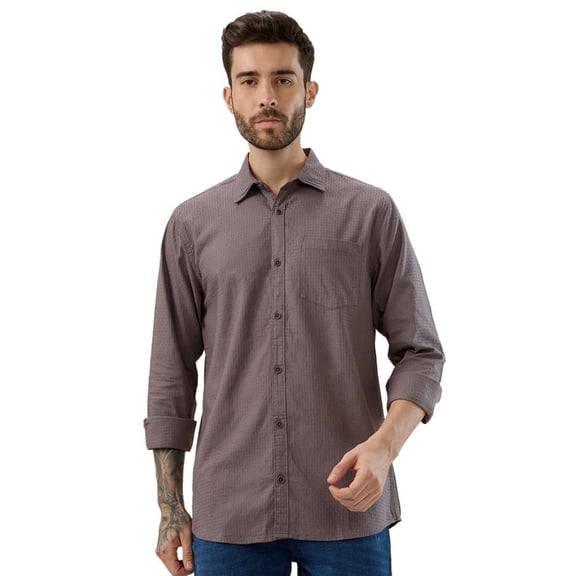 nick&jess 100% Cotton Mens Medium Coffee Solid Color Slim Fit Shirts