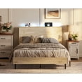 thumbnail image 5 of Linsy Home Full Bed Frame With Ergonomic Headboard & Storage Shelf, Wood Platform Bed Frame with Lights, Outlets & USB, Off-white, 5 of 7