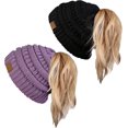 thumbnail image 1 of SURJDE Ponytail Messy Bun BeanieTail Women's Beanie Solid Ribbed Hat Cap, 1 of 7
