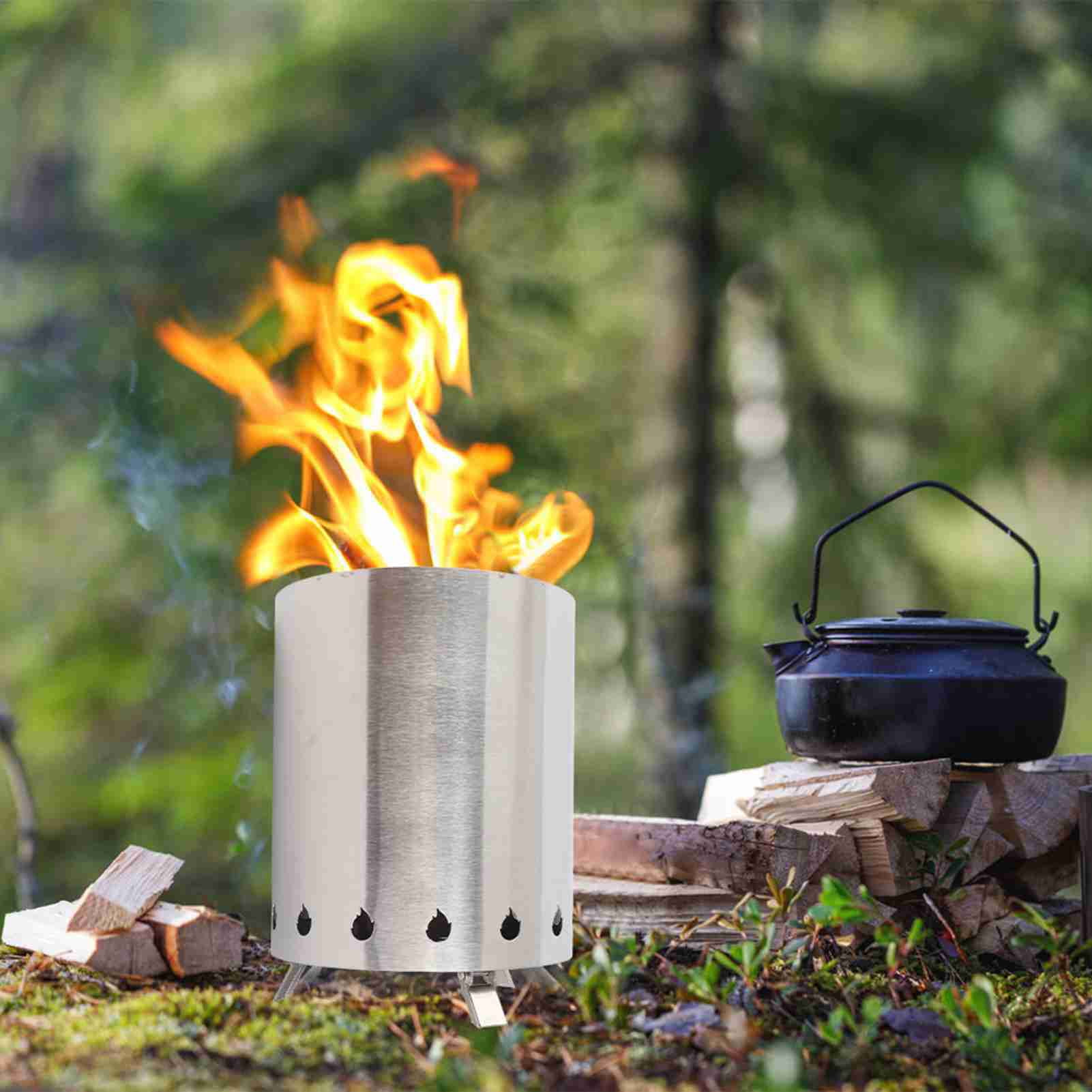 Suodoka Portable Stainless Steel Smokeless Wood Stove – Outdoor Fire Pit for Camping, Picnics & BBQs