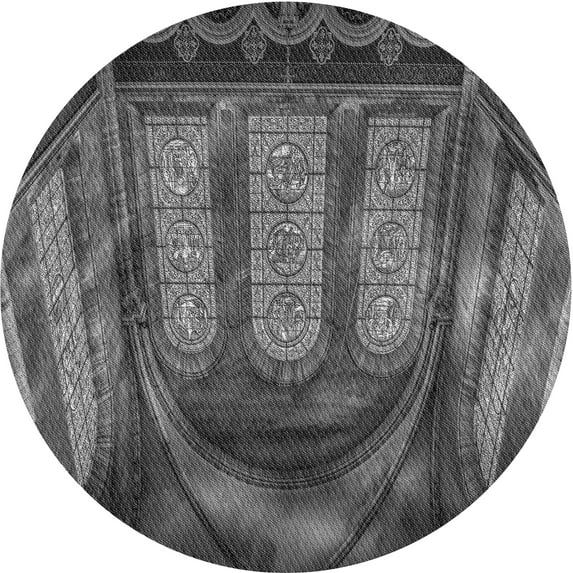 Ahgly Company Indoor Square Patterned Dark Gray Black Area Rugs, 3' Square