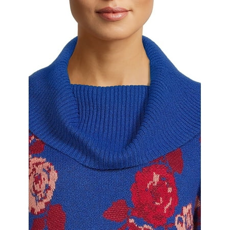The Pioneer Woman Floral Jacquard Cowl Neck Sweater, Womens