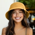 thumbnail image 3 of Dalix Lil Smile Cotton Bucket Hat Lightweight Outdoor Travel Beach Everyday Womens in Golden Cream M Medium, 3 of 5