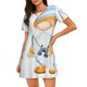 thumbnail image 1 of Easygdp Gnome Camping Fishing Camisón de manga corta para mujer, informal, estampado, 1 of 6